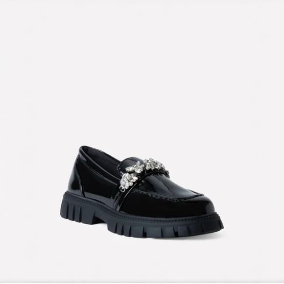 FabKids Black Gemstone Loafers - Size 4 Girls - Picture 4 of 4